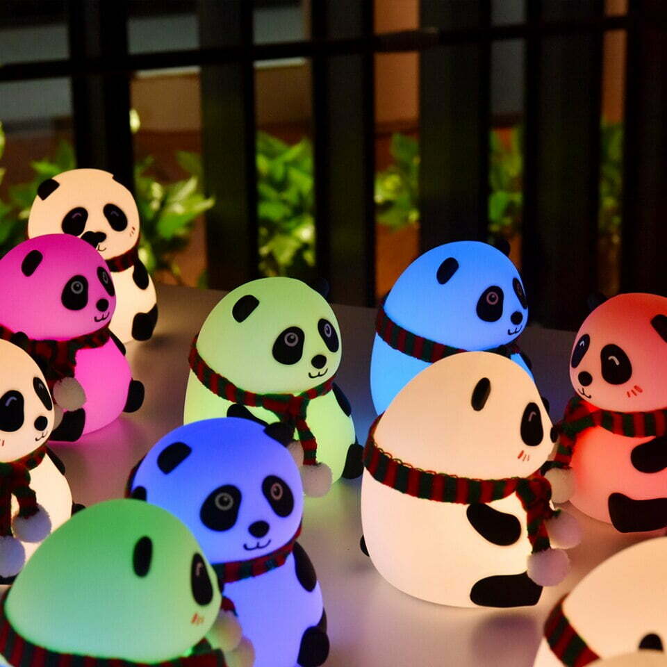 Veilleuse lumineuse en silicone, panda multicolore Little L